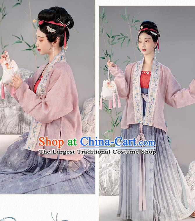 Chinese Ancient Court Female Hanfu Dresses Traditional Song Dynasty Imperial Concubine BeiZi Embroidered Blouse and Skirt Historical Costumes