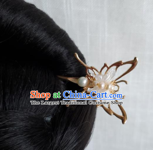 Chinese Ancient Royal Princess Hair Stick Hair Accessories Handmade Ming Dynasty Hanfu Shell Butterfly Hairpins