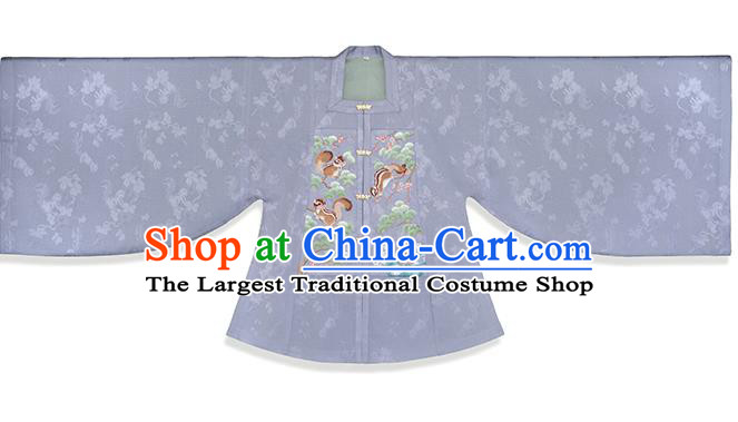 Chinese Traditional Ming Dynasty Historical Costumes Ancient Nobility Female Hanfu Dress Embroidered Purple Blouse and Skirt Full Set