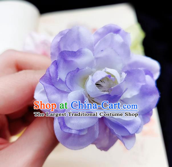 Chinese Tang Dynasty Purple Camellia Hair Stick Handmade Hair Accessories Hanfu Ancient Princess Hairpins