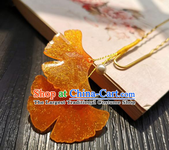 Chinese Classical Ginkgo Leaf Hair Stick Handmade Hanfu Hair Accessories Ancient Song Dynasty Golden Hairpins