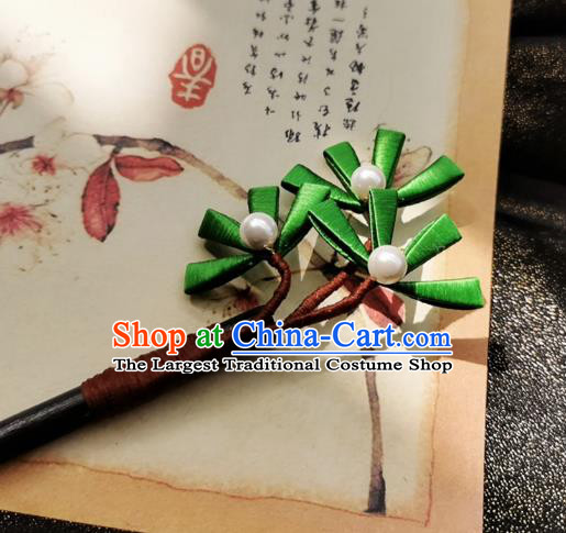 Chinese Song Dynasty Wood Hair Stick Handmade Hair Accessories Hanfu Ancient Princess Silk Pine Hairpins