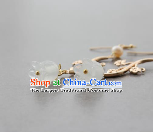 Chinese Handmade Convallaria Earrings Classical Jewelry Accessories Hanfu Ming Dynasty Princess Golden Plum Eardrop