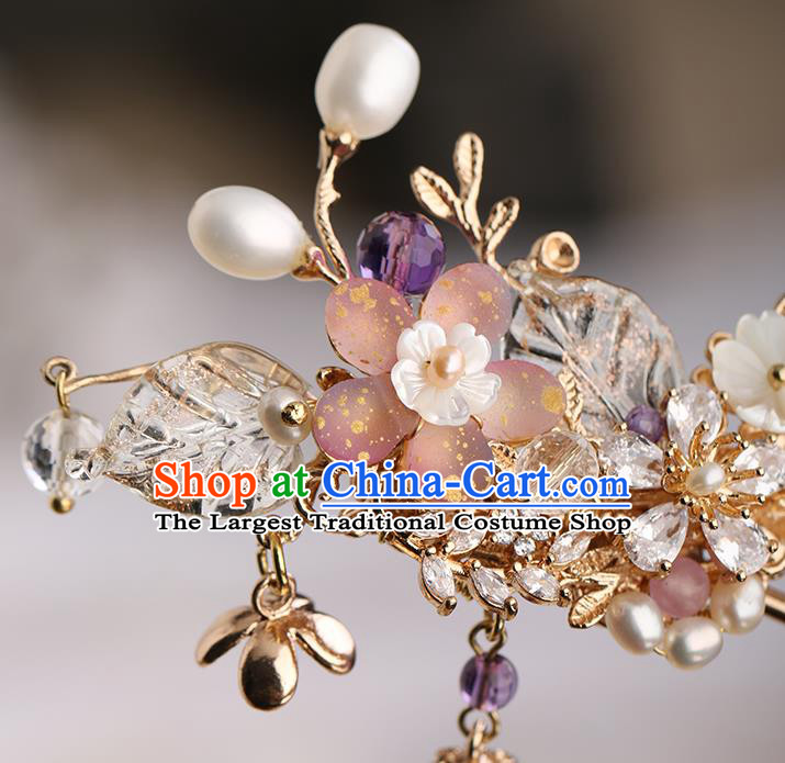Chinese Classical Palace Purple Tassel Hair Stick Handmade Hanfu Hair Accessories Ancient Ming Dynasty Princess Butterfly Hairpins
