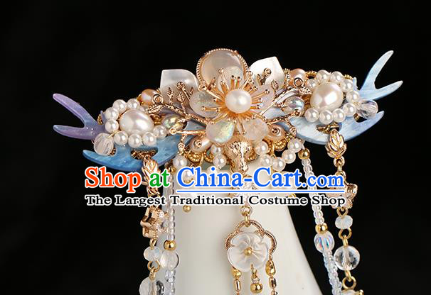 Chinese Classical Palace Beads Tassel Hair Sticks Handmade Hanfu Hair Accessories Ancient Ming Dynasty Princess Pearls Hairpins