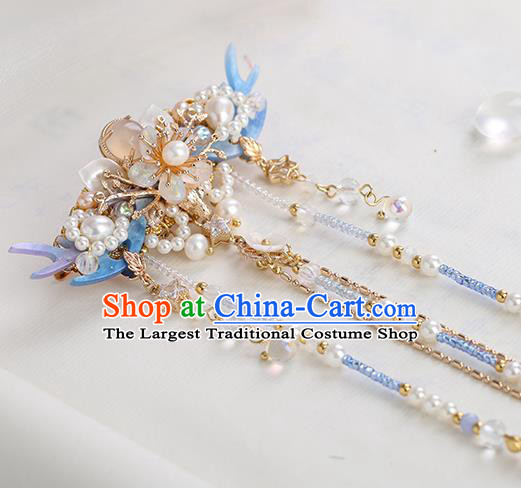 Chinese Classical Palace Beads Tassel Hair Sticks Handmade Hanfu Hair Accessories Ancient Ming Dynasty Princess Pearls Hairpins