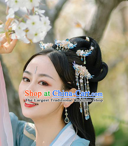 Chinese Classical Palace Beads Tassel Hair Sticks Handmade Hanfu Hair Accessories Ancient Ming Dynasty Princess Pearls Hairpins