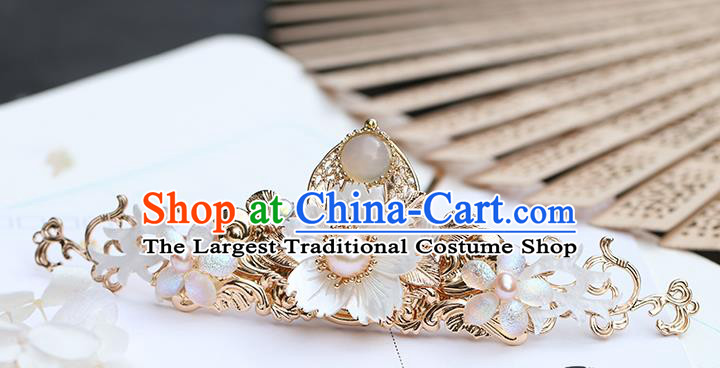 Chinese Classical Palace Shell Hair Crown Handmade Hanfu Hair Accessories Ancient Ming Dynasty Princess Plum Blossom Hairpins