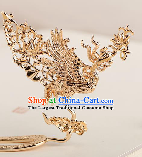 Chinese Classical Palace Golden Phoenix Tassel Hair Stick Handmade Hanfu Hair Accessories Ancient Qing Dynasty Princess Hairpins