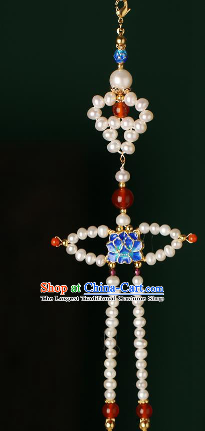 Chinese Classical Palace Phoenix Tassel Hair Stick Handmade Hanfu Hair Accessories Ancient Ming Dynasty Empress Blueing Lotus Hairpins