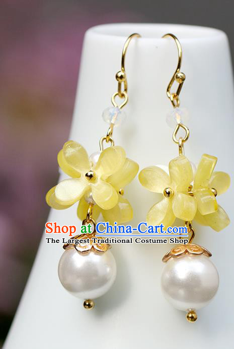 Chinese Handmade Fragrans Earrings Classical Ear Accessories Hanfu Qing Dynasty Princess Flowers Eardrop