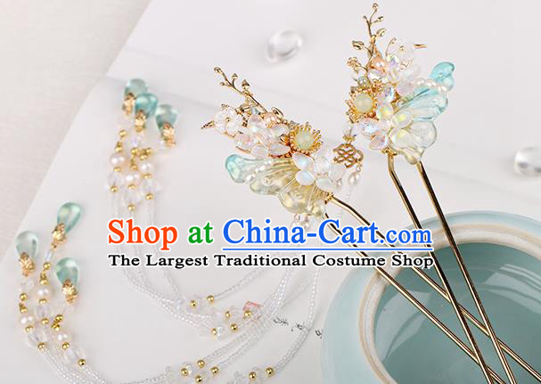 Chinese Classical Palace Butterfly Tassel Hair Stick Handmade Hanfu Hair Accessories Ancient Ming Dynasty Empress Hairpins Hair Clip