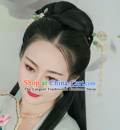 Chinese Classical Palace Golden Hair Stick Handmade Hanfu Hair Accessories Ancient Ming Dynasty Empress Beads Tassel Hairpins