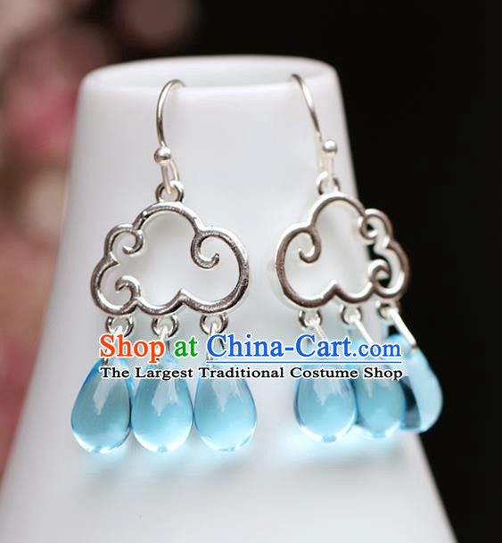 Chinese Handmade Argent Cloud Earrings Classical Ear Accessories Hanfu Qing Dynasty Princess Eardrop