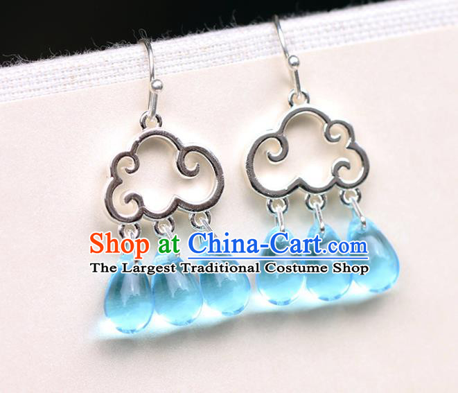 Chinese Handmade Argent Cloud Earrings Classical Ear Accessories Hanfu Qing Dynasty Princess Eardrop