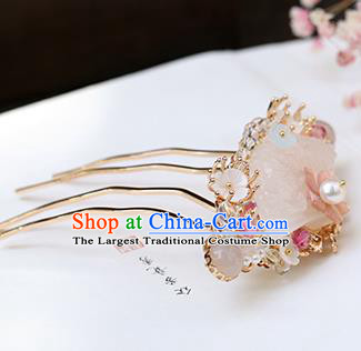 Chinese Classical Palace Jade Hair Comb Handmade Hanfu Hair Accessories Ancient Tang Dynasty Princess Hairpins Golden Hair Crown