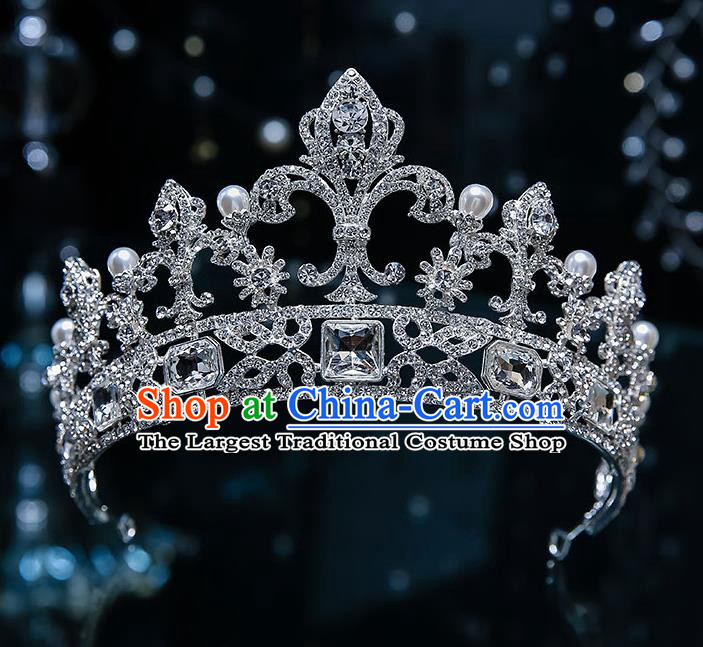 Handmade Baroque Bride Royal Crown Classical Jewelry Accessories European Princess Wedding Crystal Hair Accessories