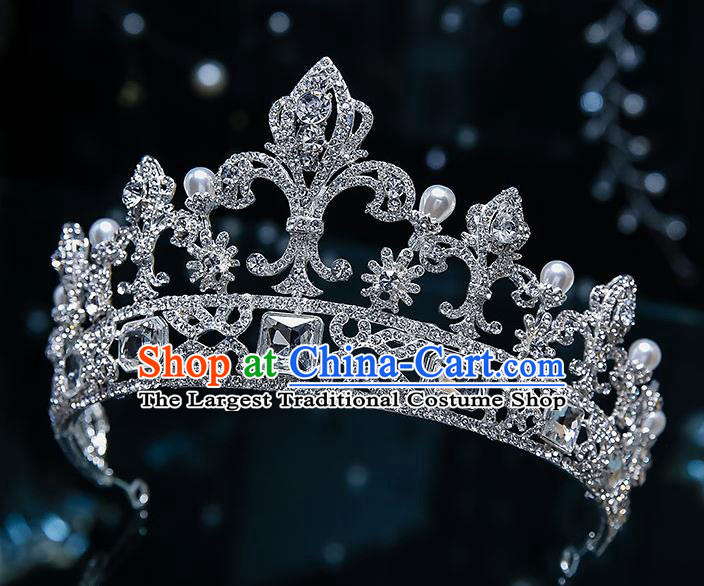 Handmade Baroque Bride Royal Crown Classical Jewelry Accessories European Princess Wedding Crystal Hair Accessories