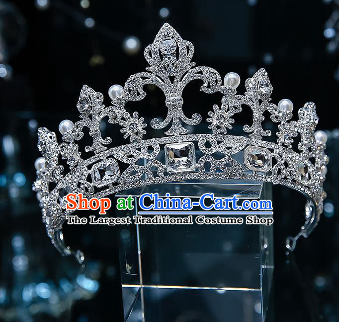 Handmade Baroque Bride Royal Crown Classical Jewelry Accessories European Princess Wedding Crystal Hair Accessories