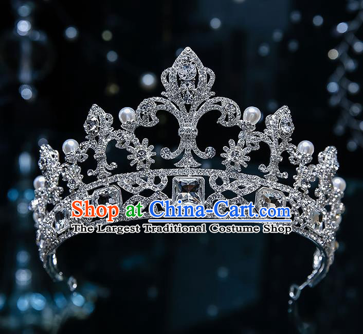 Handmade Baroque Bride Crystal Royal Crown Classical Jewelry Accessories European Princess Wedding Hair Accessories
