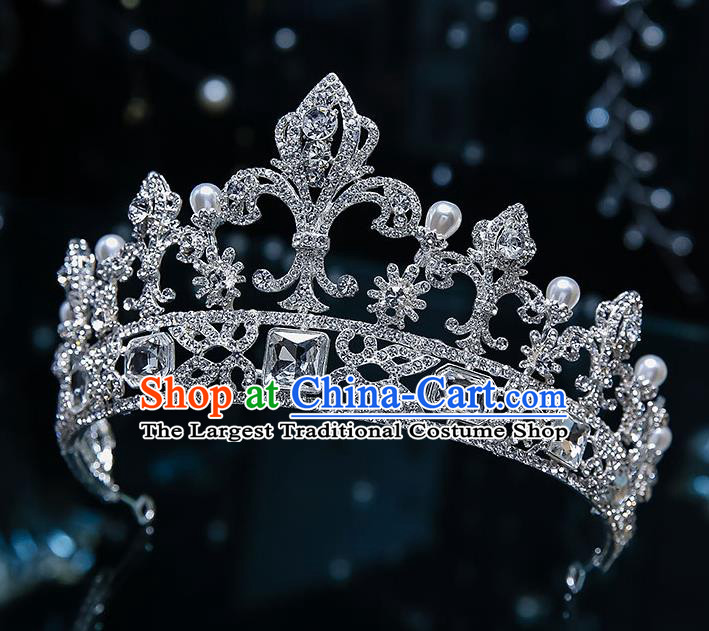 Handmade Baroque Bride Crystal Royal Crown Classical Jewelry Accessories European Princess Wedding Hair Accessories