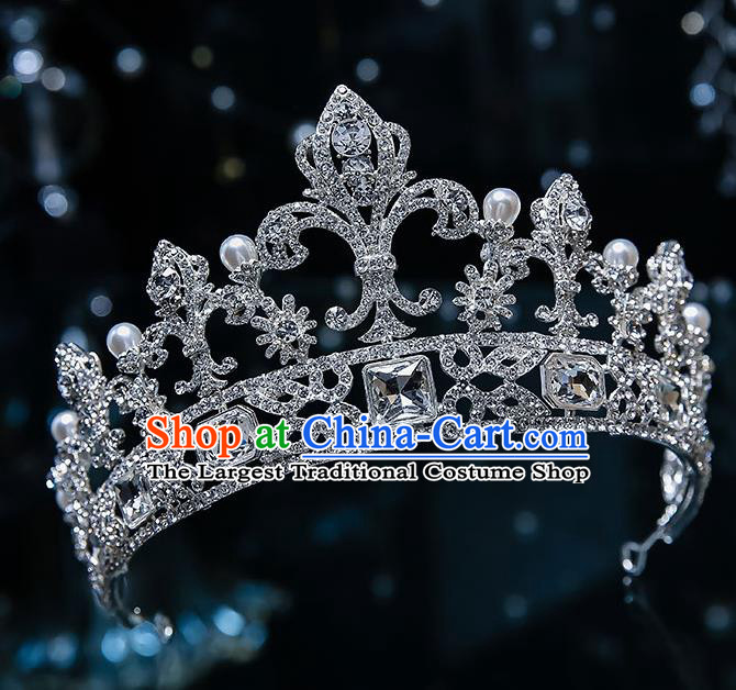 Handmade Baroque Bride Crystal Royal Crown Classical Jewelry Accessories European Princess Wedding Hair Accessories