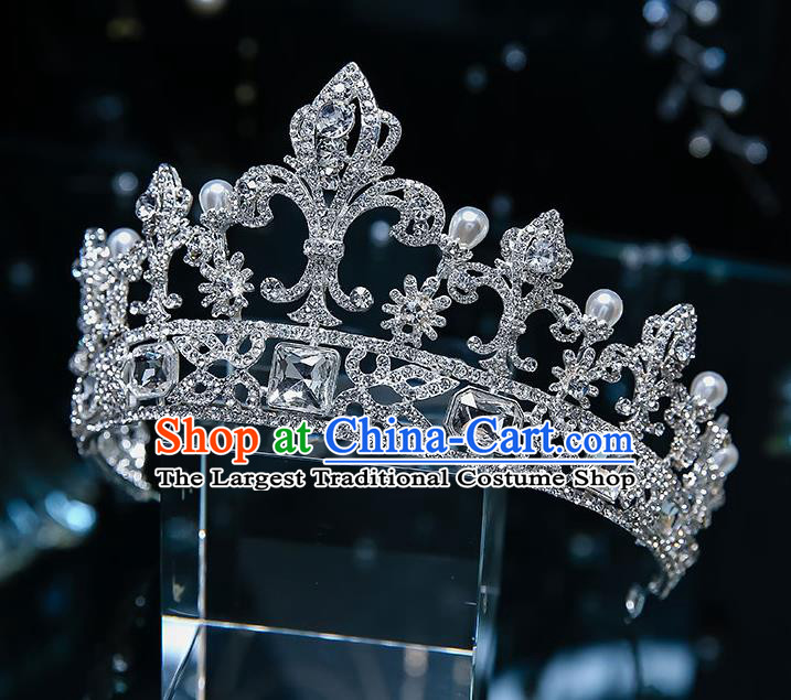 Handmade Baroque Bride Crystal Royal Crown Classical Jewelry Accessories European Princess Wedding Hair Accessories