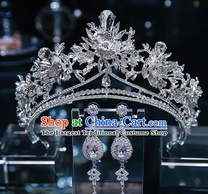 Handmade Baroque Bride Zircon Royal Crown Classical Jewelry Accessories European Princess Wedding Hair Accessories