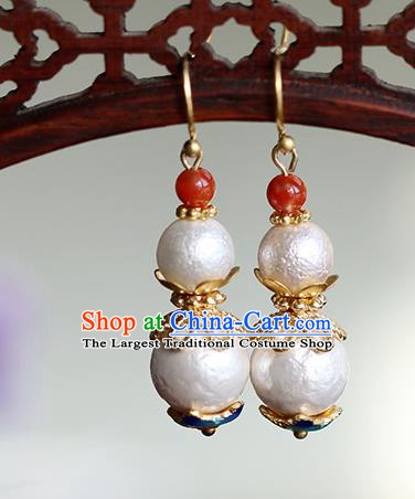 Chinese Handmade Gourd Earrings Classical Ear Accessories Hanfu Qing Dynasty Princess Pearl Eardrop