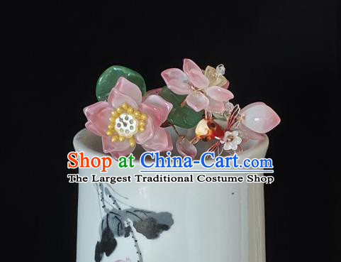 Chinese Classical Lotus Goldfish Hair Stick Handmade Hanfu Hair Accessories Ancient Song Dynasty Princess Hairpins