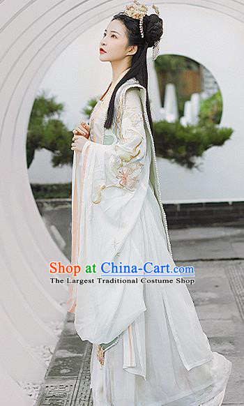 Chinese Ancient Royal Queen Hanfu Apparels Traditional Song Dynasty Empress Historical Costumes Embroidered BeiZi Blouse and Skirt Complete Set