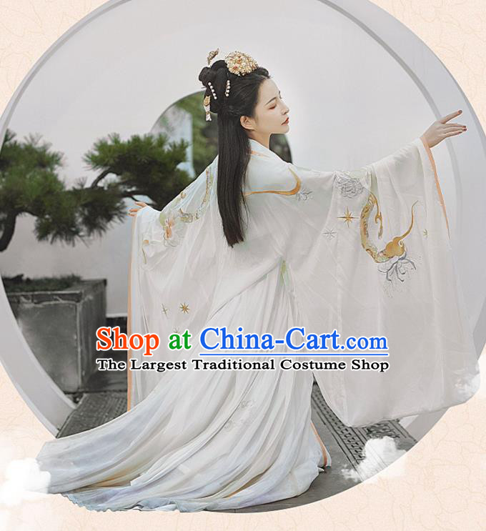 Chinese Ancient Royal Queen Hanfu Apparels Traditional Song Dynasty Empress Historical Costumes Embroidered BeiZi Blouse and Skirt Complete Set
