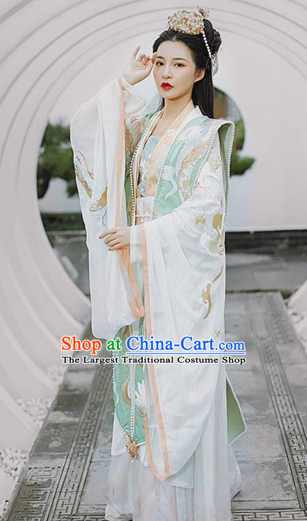 Chinese Ancient Royal Queen Hanfu Apparels Traditional Song Dynasty Empress Historical Costumes Embroidered BeiZi Blouse and Skirt Complete Set