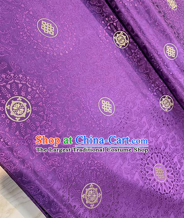 Chinese Traditional Fireworks Pattern Silk Fabric Tang Suit Damask Material Purple Brocade Drapery