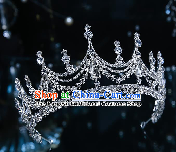 Handmade Baroque Zircon Royal Crown Wedding Hair Accessories Classical European Bride Headwear