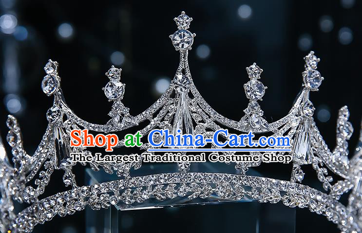 Handmade Baroque Zircon Royal Crown Wedding Hair Accessories Classical European Bride Headwear