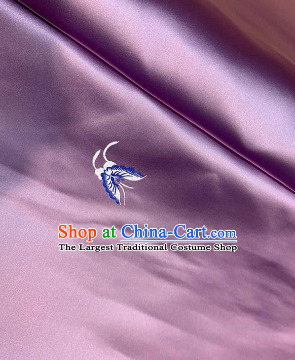 Chinese Traditional Butterfly Pattern Purple Silk Fabric Brocade Drapery Cheongsam Dress Damask Material