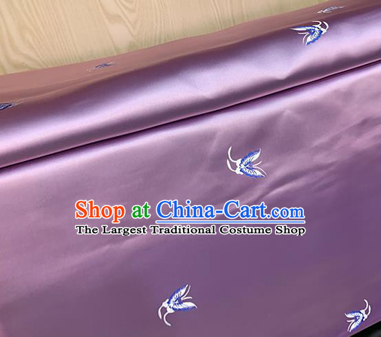 Chinese Traditional Butterfly Pattern Purple Silk Fabric Brocade Drapery Cheongsam Dress Damask Material