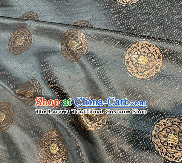 Chinese Traditional Round Pattern Black Silk Fabric Brocade Drapery Hanfu Dress Damask Material