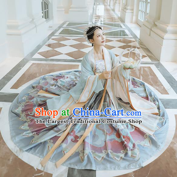 Chinese Jin Dynasty Palace Princess Historical Costumes Traditional Ancient Goddess Hanfu Apparels