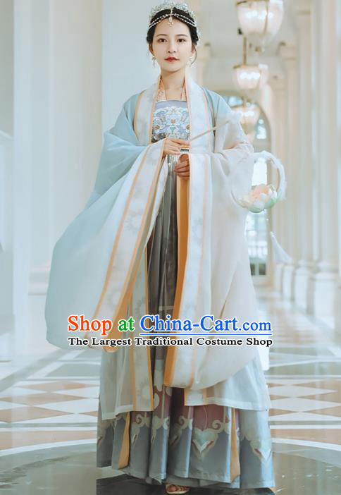 Chinese Jin Dynasty Palace Princess Historical Costumes Traditional Ancient Goddess Hanfu Apparels