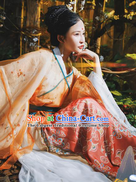 Chinese Traditional Ancient Goddess Hanfu Apparels Jin Dynasty Royal Princess Historical Costumes