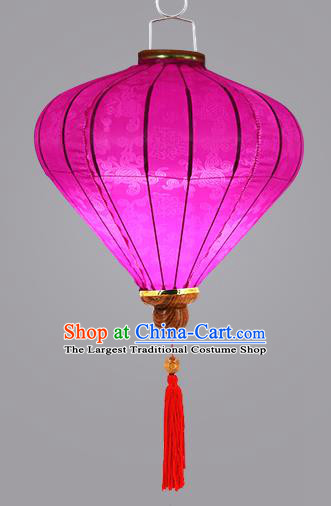 Chinese Traditional Rosy Silk Palace Lanterns Handmade Hanging Lantern Classical Festive New Year Diamond Lamp