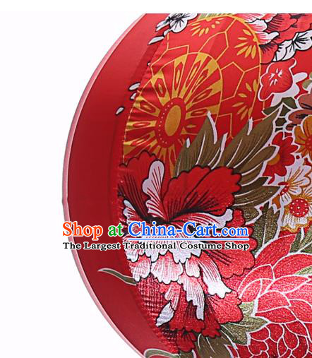Chinese Handmade Printing Wheel Flowers Red Satin Palace Lanterns Traditional New Year Lantern Classical Mid Autumn Festival Lamp