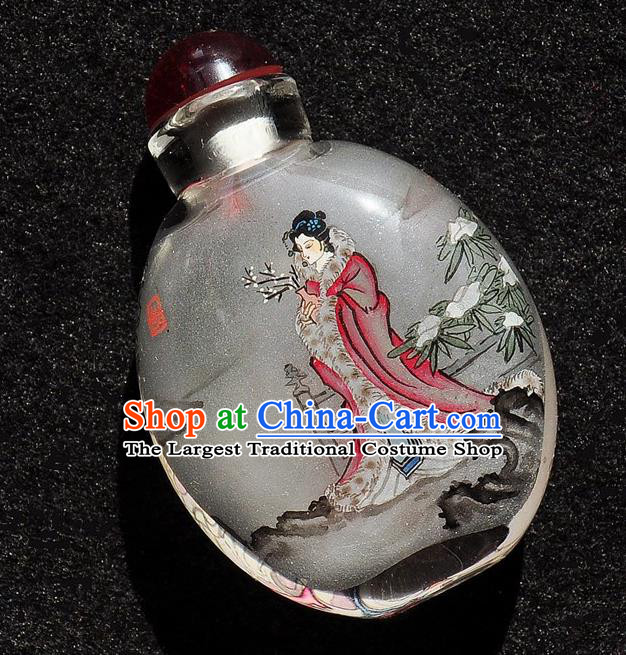 Chinese Handmade Goddess Snuff Bottle Traditional Inside Painting Court Female Snuff Bottles Artware