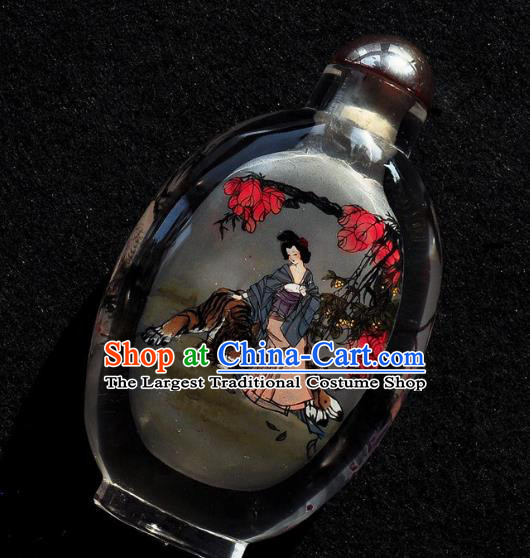 Chinese Handmade Snuff Bottle Traditional Inside Painting Beauty Crane Snuff Bottles Artware