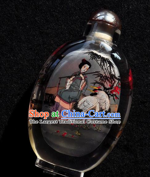 Chinese Handmade Snuff Bottle Traditional Inside Painting Beauty Crane Snuff Bottles Artware