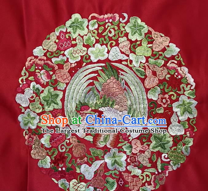 Traditional Chinese Embroidered Phoenix Fabric Hand Embroidering Dress Round Applique Embroidery Cucurbit Silk Patches Accessories