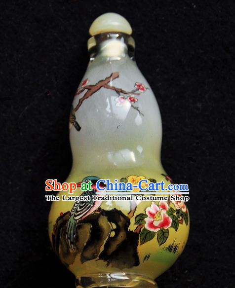 Chinese Handmade Cucurbit Snuff Bottle Traditional Inside Painting Flowers Birds Snuff Bottles Artware