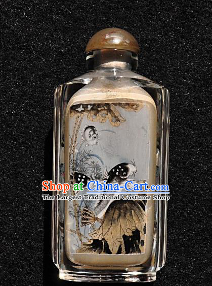 Chinese Handmade Snuff Bottle Traditional Inside Painting Lotus Fishes Snuff Bottles Artware
